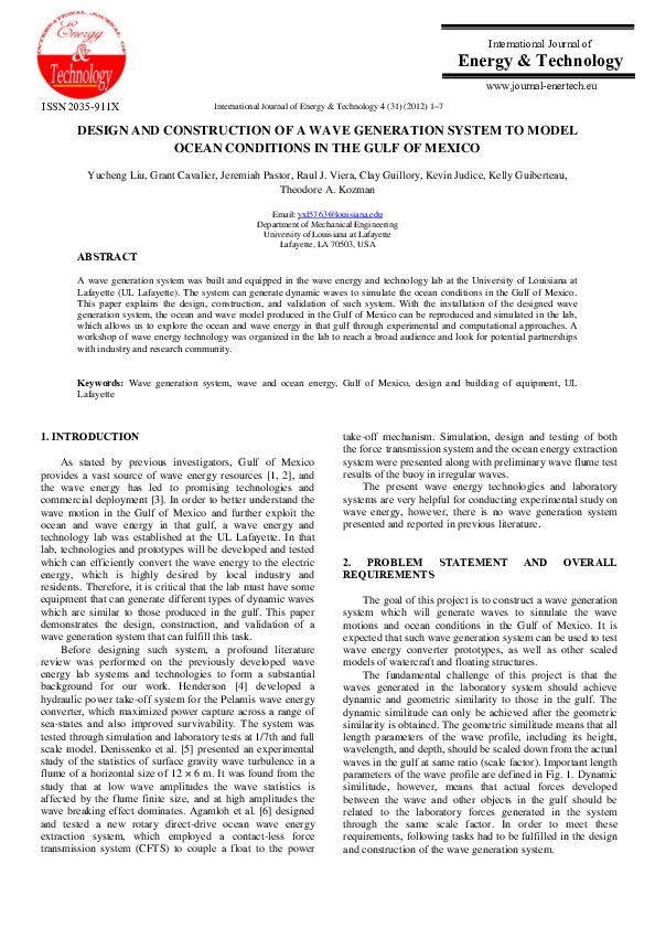 (PDF) Design and Construction of a Wave Generation System to Model ...