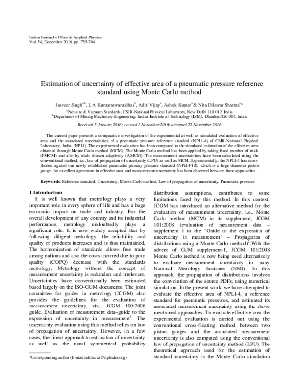(PDF) Estimation of uncertainty of effective area of a pneumatic ...