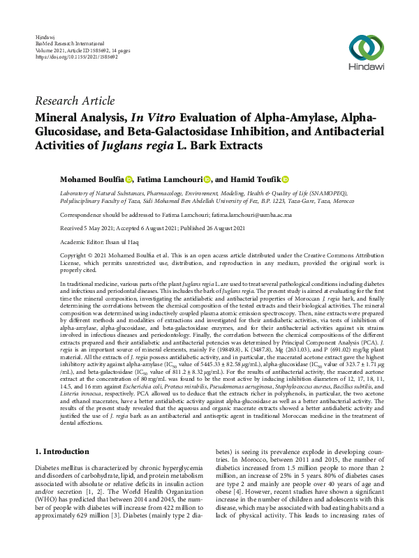 (PDF) Mineral Analysis, In Vitro Evaluation of Alpha-Amylase, Alpha ...