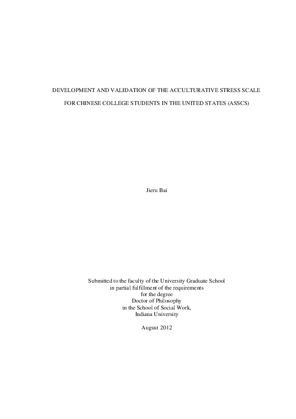 (PDF) Development and Validation of the Acculturative Stress Scale for ...