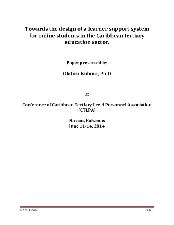 (PDF) Towards the design of a learner support system for online ...
