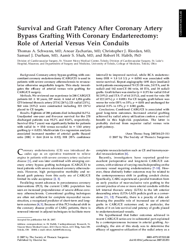 (PDF) Survival and Graft Patency After Coronary Artery Bypass Grafting ...