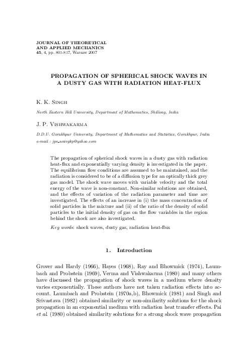 (PDF) Propagation of spherical shock waves in an exponential medium ...