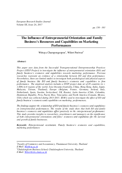 (PDF) The Influence of Entrepreneurial Orientation and Family Business ...