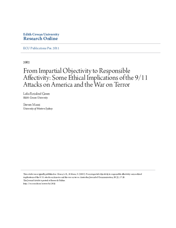 (PDF) From impartial objectivity to responsible affectivity: Some ...
