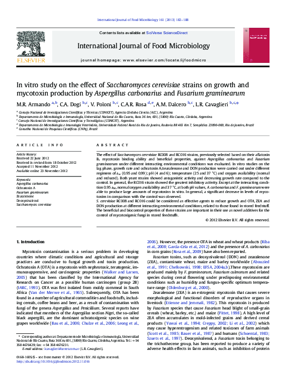 (PDF) In vitro study on the effect of Saccharomyces cerevisiae strains ...