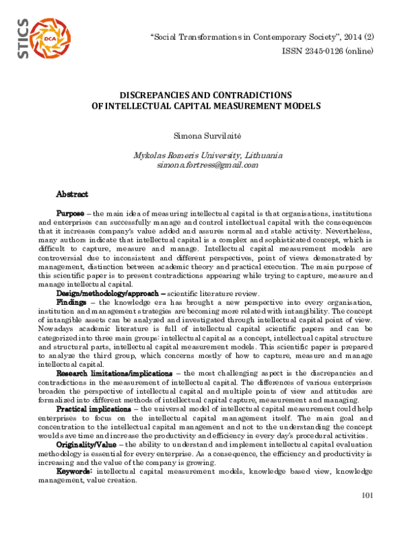 (PDF) Discrepancies and Contradictions of Intellectual Capital ...