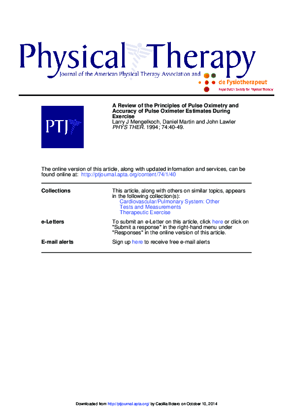 (PDF) A Review of the Principles of Pulse Oximetry and Accuracy of