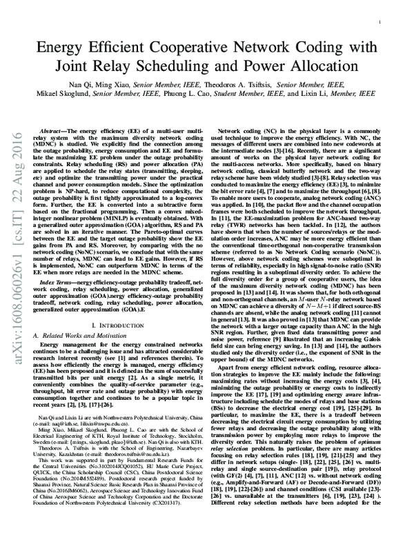 (PDF) Energy Efficient Cooperative Network Coding with Joint Relay ...