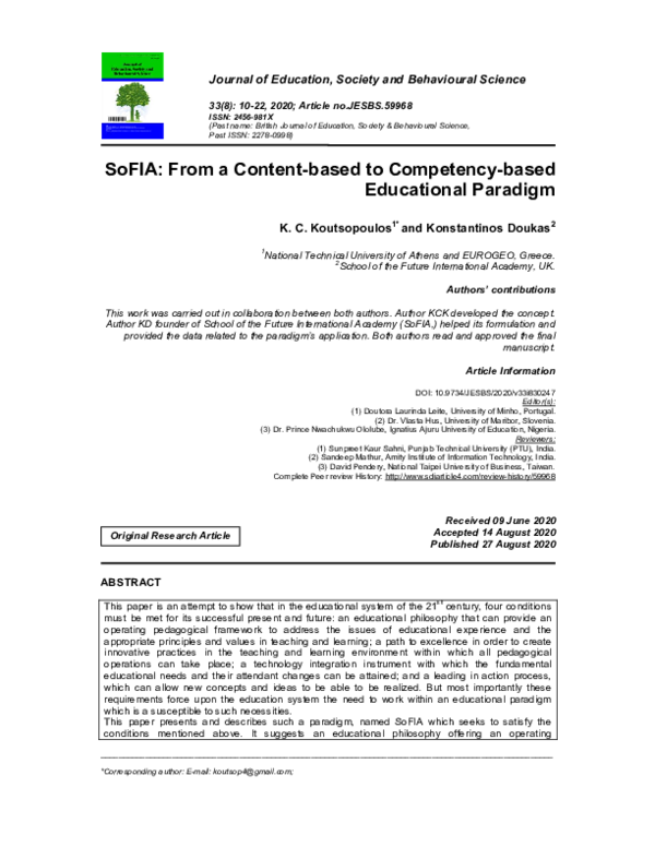 (PDF) SoFIA: From a Content-based to Competency-based Educational Paradigm
