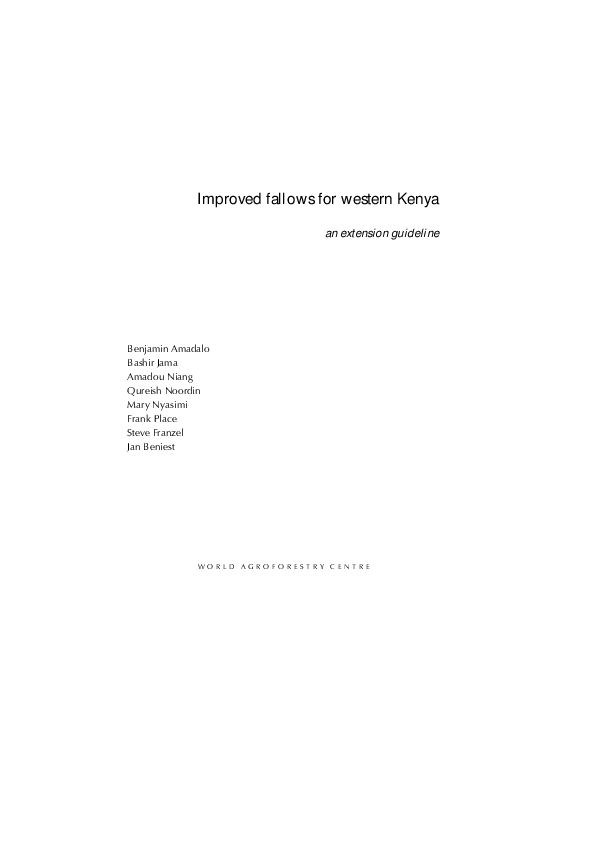 (PDF) Improved fallows for Western Kenya: an extension guideline