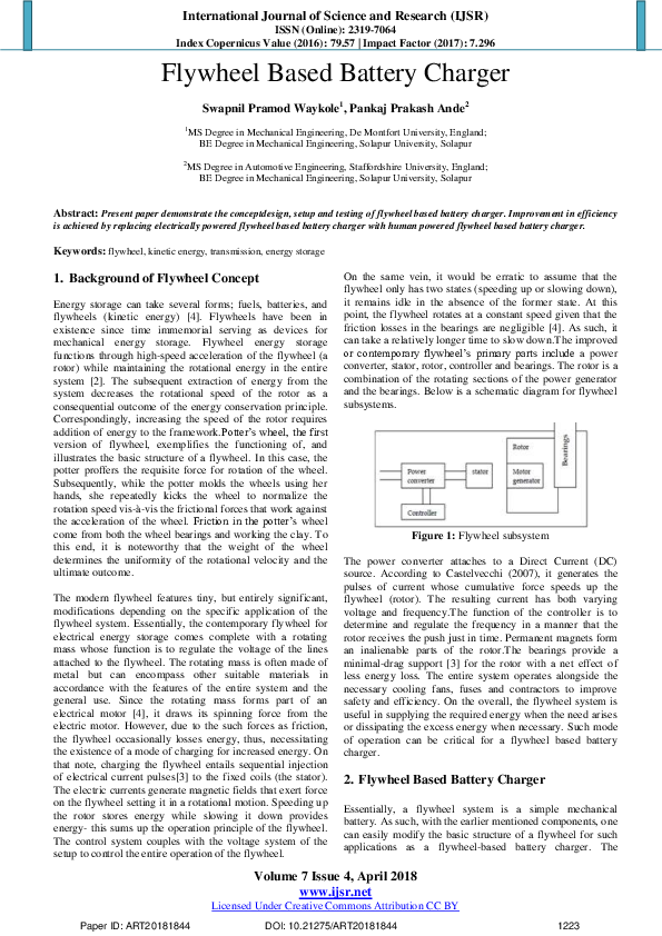 (PDF) Flywheel Based Battery Charger Pankaj Ande Academia.edu