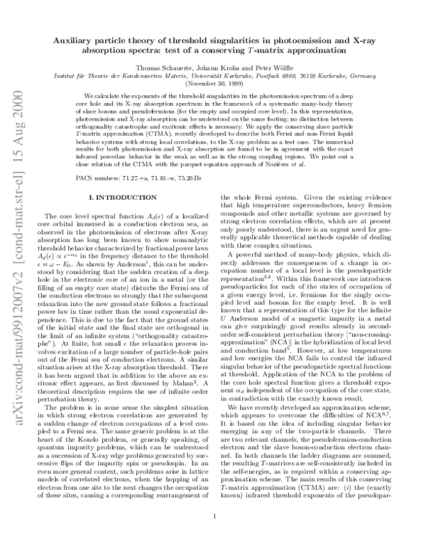 (PDF) Auxiliary particle theory of threshold singularities in ...