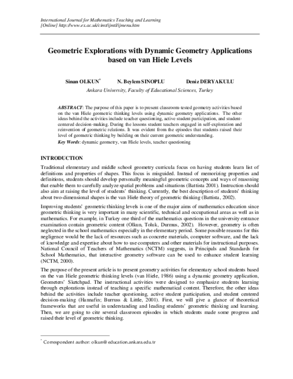 (PDF) Geometric Explorations With Dynamic Geometry Applications Based ...