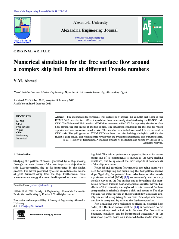 (PDF) Numerical simulation for the free surface flow around a complex ...