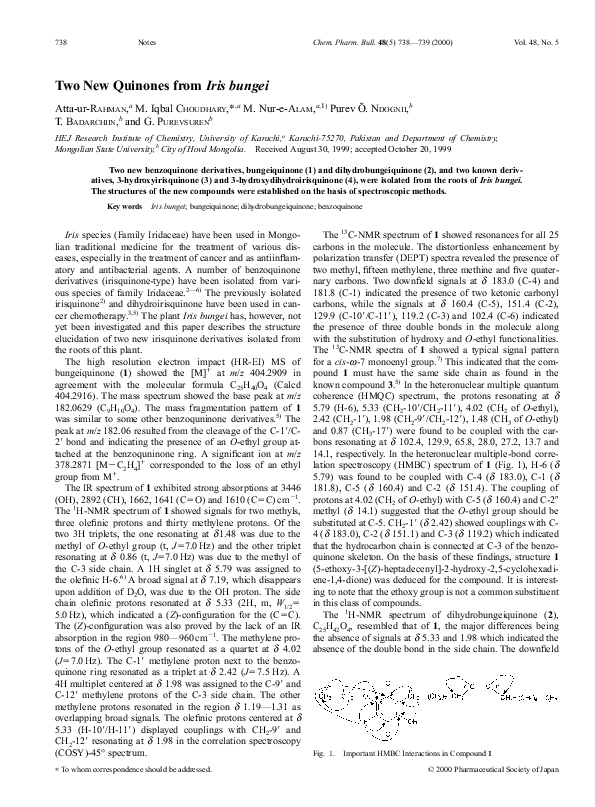 (PDF) Two New Quinones from Iris bungei