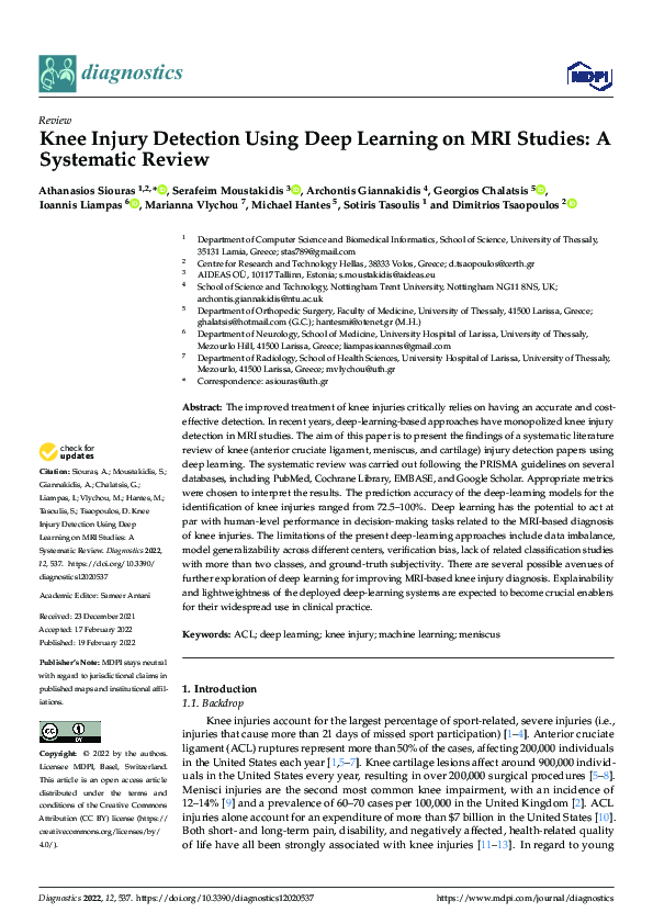 (PDF) Knee Injury Detection Using Deep Learning on MRI Studies: A ...