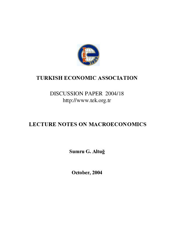 (PDF) Lecture Notes on Macroeconomics