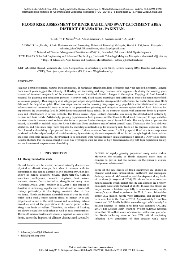 (PDF) Flood Risk Assessment of River Kabul and Swat Catchment Area ...