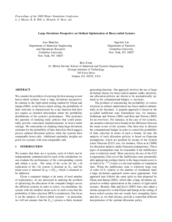 (PDF) Large deviations perspective on ordinal optimization of heavy ...
