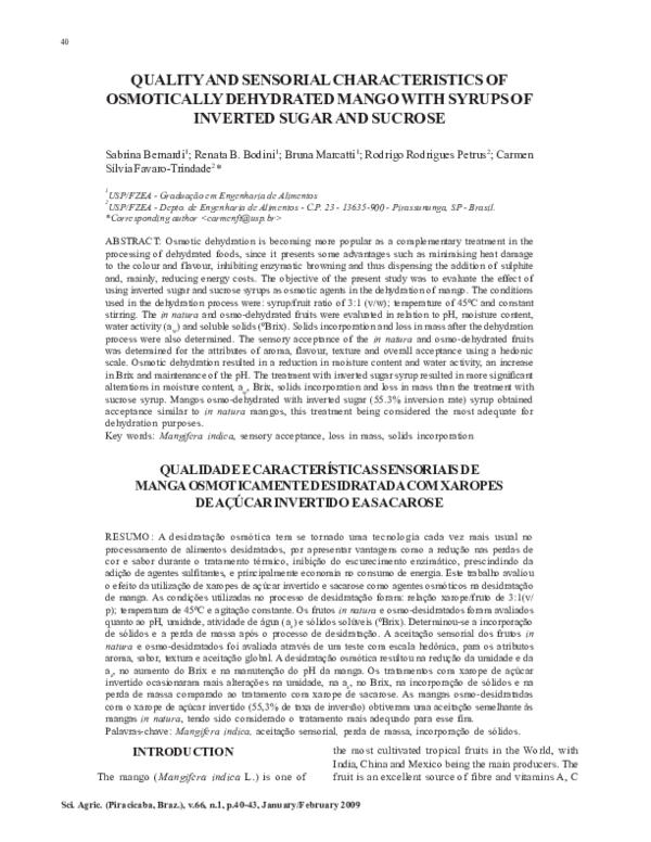 (PDF) Quality and sensorial characteristics of osmotically dehydrated ...