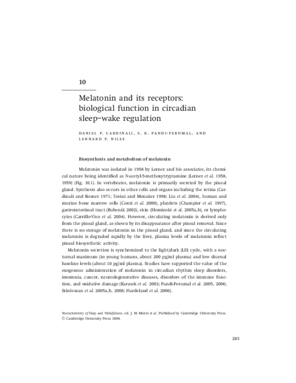 (PDF) Melatonin and its receptors: Biological function in circadian ...