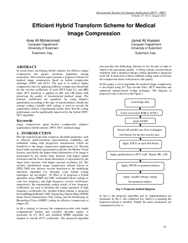 (PDF) Efficient Hybrid Transform Scheme for Medical Image Compression