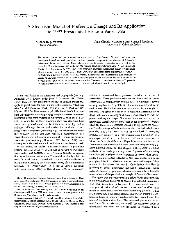 (PDF) A stochastic model of preference change and its application to ...