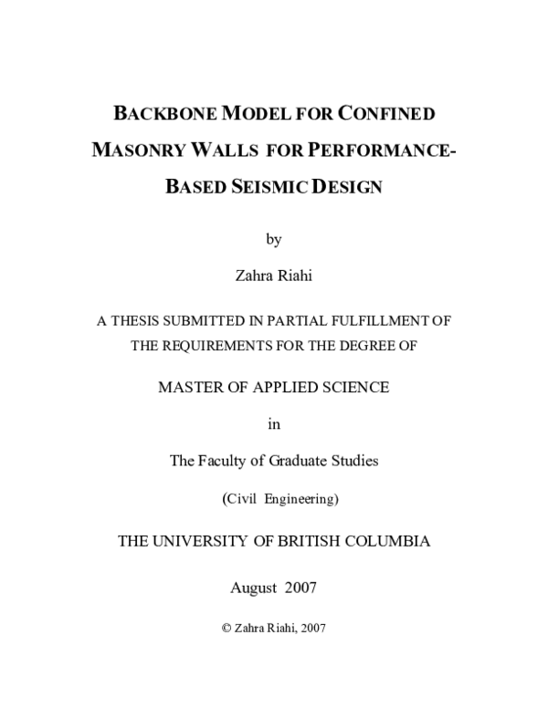 (PDF) Backbone Model for Confined Masonry Walls for Performance-Based ...