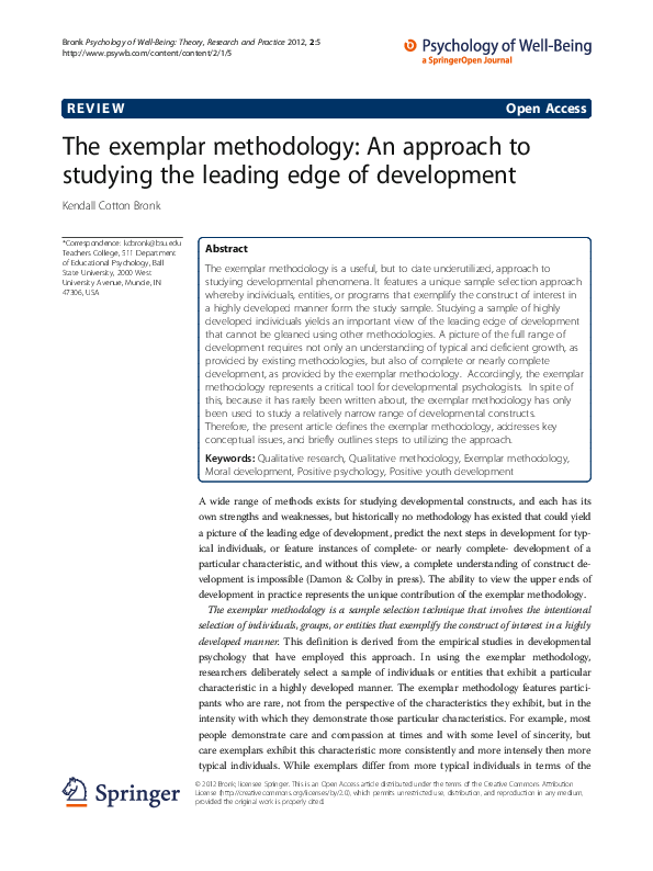 (PDF) The exemplar methodology: An approach to studying the leading ...