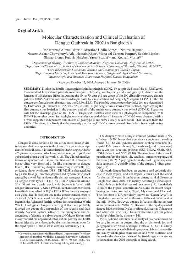(PDF) Molecular characterization and clinical evaluation of dengue ...