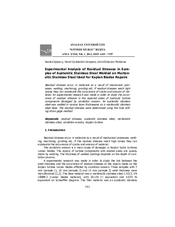 (PDF) Experimental Analysis of Residual Stresses in Samples of ...