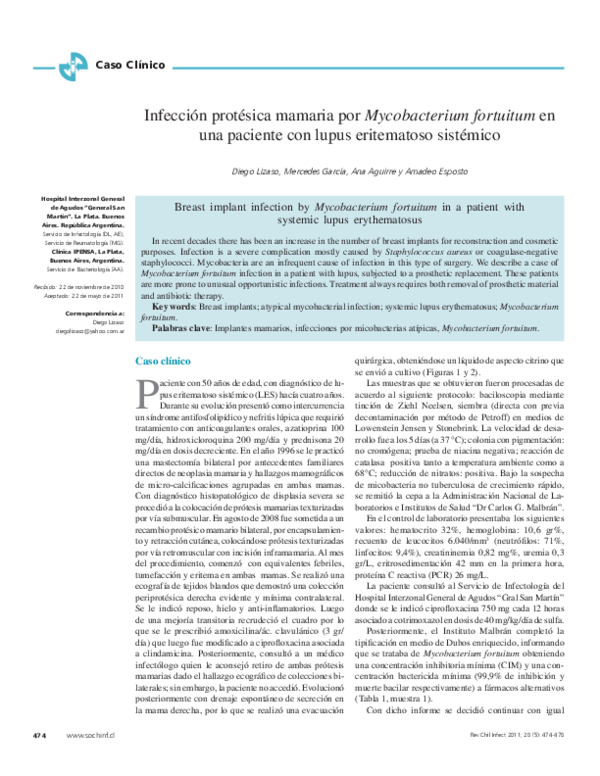 (PDF) Infección protésica mamaria por Mycobacteriumfortuitum en una ...