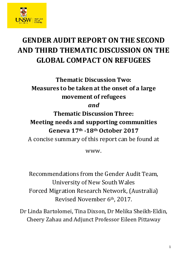 (PDF) Gender Audit Report on the Second and Third Thematic Discussion ...