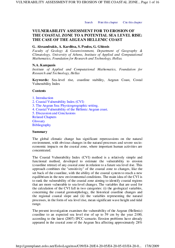 (PDF) Vulnerability Assessment for to Erosion of the Coastal Zone to a ...