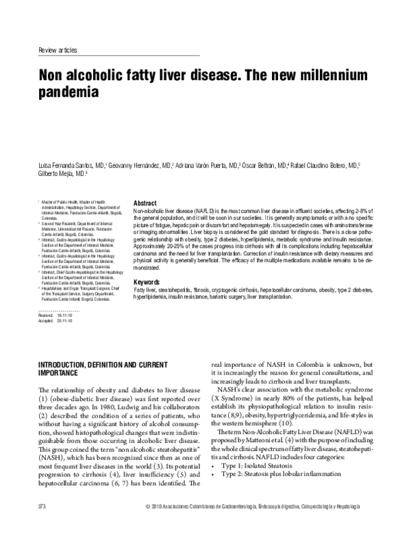 (PDF) Non alcoholic fatty liver disease. The new millennium pandemia