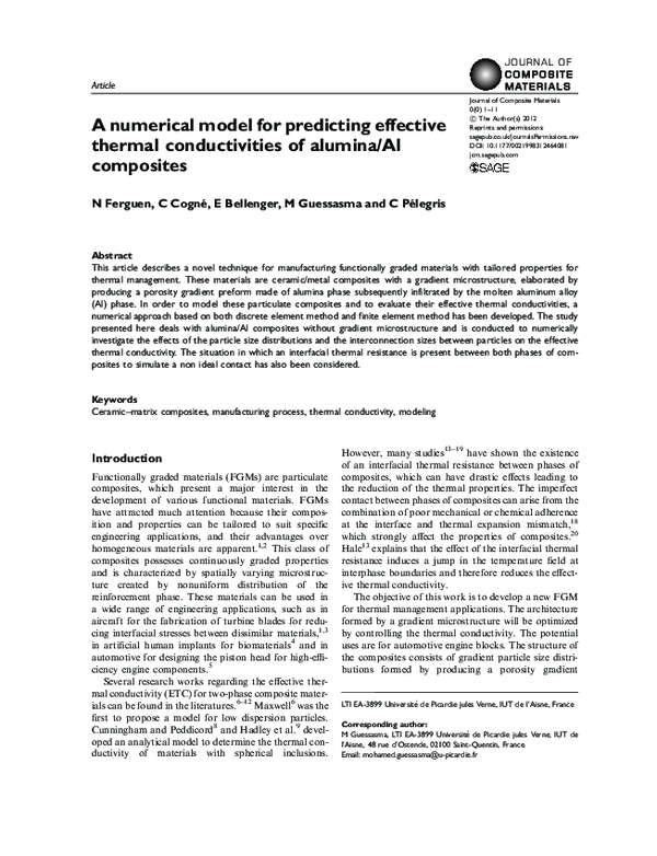 (PDF) A numerical model for predicting effective thermal conductivities ...