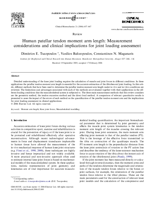 (PDF) Human patellar tendon moment arm length: Measurement ...