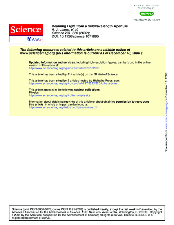 (PDF) Beaming Light from a Subwavelength Aperture