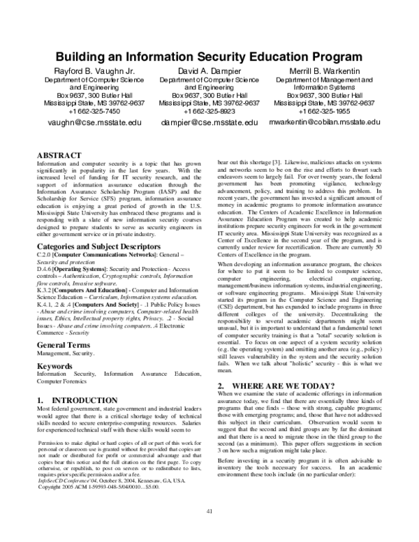 (PDF) Building an information security education program