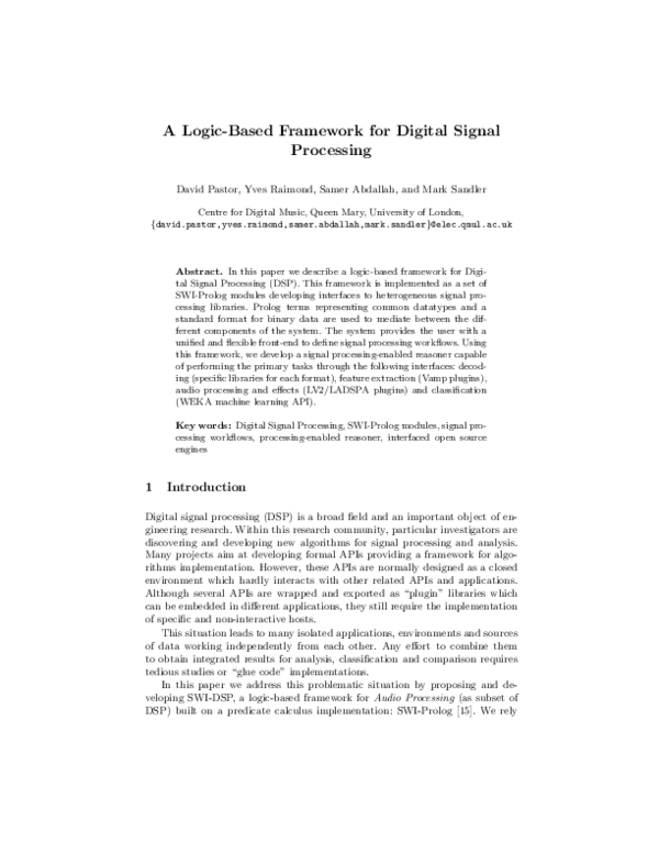 (PDF) A Logic-Based Framework for Digital Signal Processing