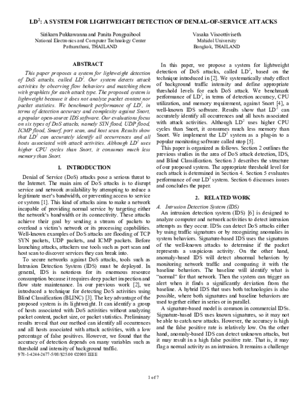(PDF) LD2: A system for lightweight detection of denial-of-service attacks
