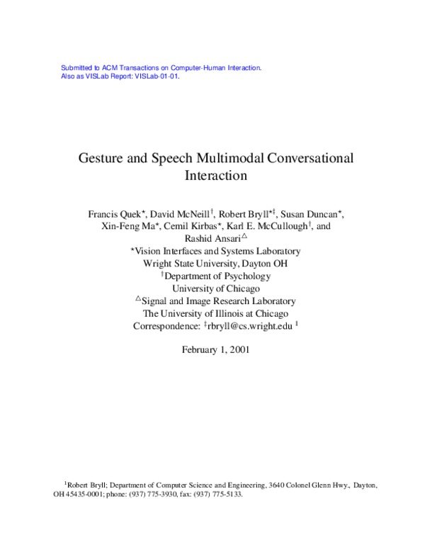 (PDF) Gesture and speech multimodal conversational interaction