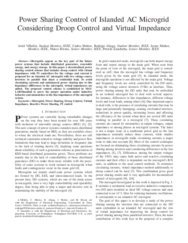 (PDF) Power Sharing Control of Islanded AC Microgrid Considering Droop ...