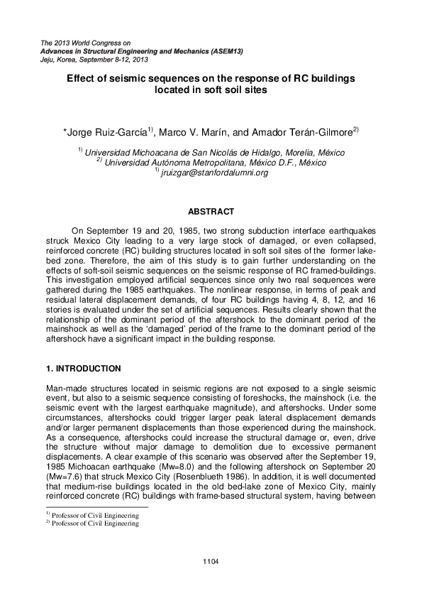 (PDF) Effect of seismic sequences on the response of RC buildings ...
