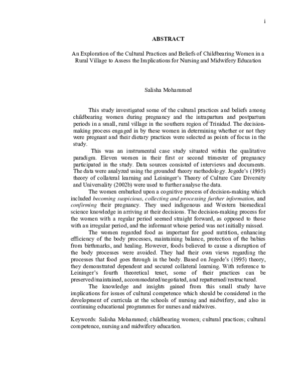 (PDF) An exploration of the cultural practices and beliefs of ...