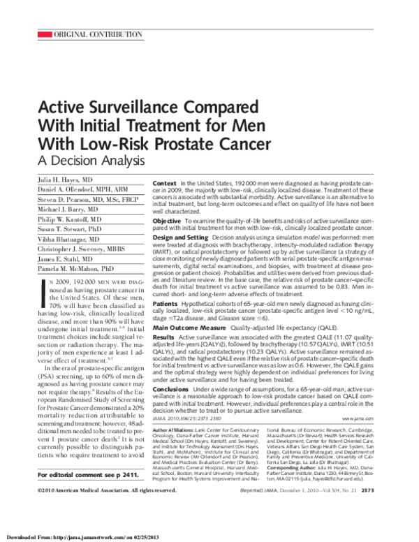 (PDF) Active Surveillance Compared With Initial Treatment for Men With ...