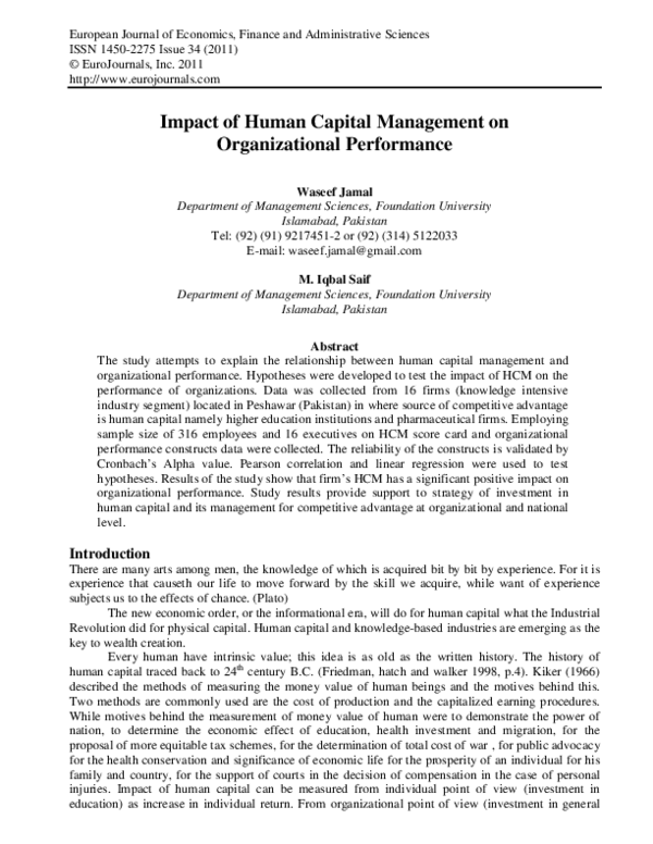 (PDF) Impact of Human Capital Management on Organizational Performance