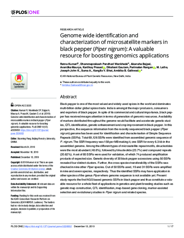 (PDF) Genome wide identification and characterization of microsatellite ...