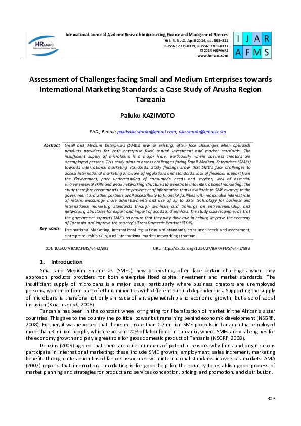 (PDF) Assessment of Challenges facing Small and Medium Enterprises ...